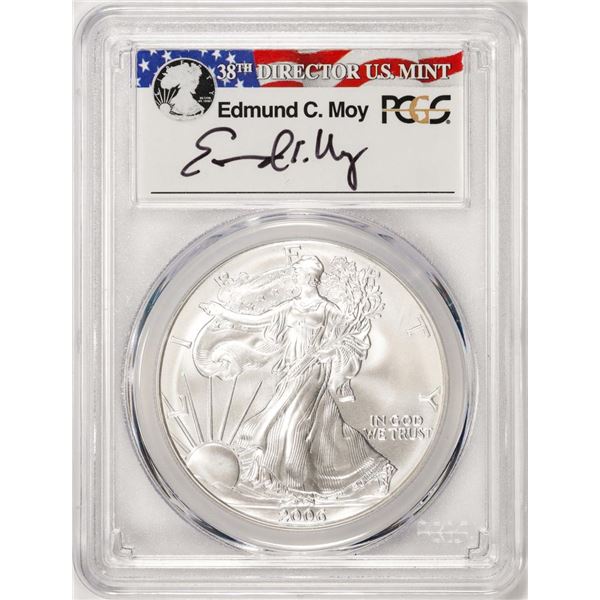 2006-W $1 Burnished American Silver Eagle Coin PCGS SP70 Edmund C. Moy Signature