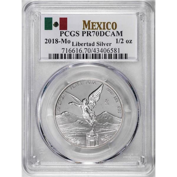 2018-Mo Mexico Proof 1/2 oz Silver Libertad Coin PCGS PR70DCAM