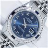 Image 2 : Rolex Ladies Stainless Steel Blue Roman Sapphire And Diamond Wristwatch