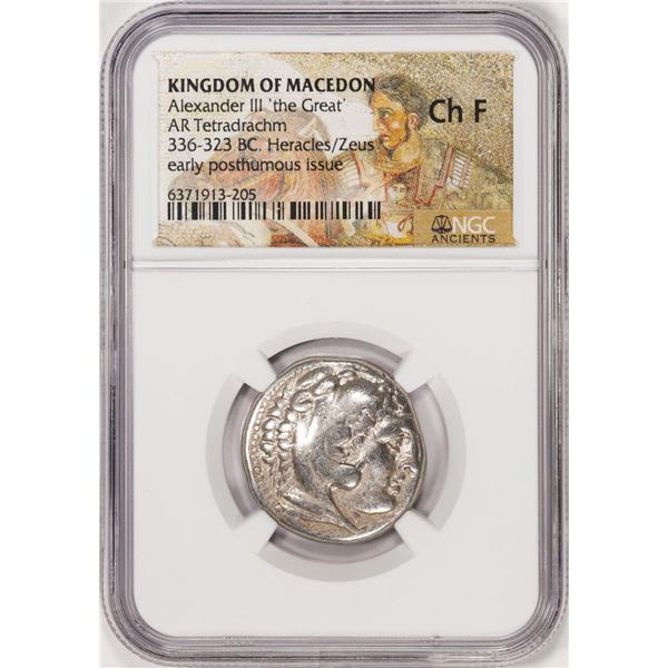 336-323 BC Kingdom of Macedon Alexander III AR Tetradrachm Ancient Coin NGC Ch F