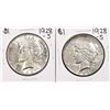 Image 1 : Lot of (2) 1928-S $1 Peace Silver Dollar Coins