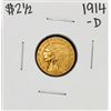 Image 1 : 1914-D $2 1/2 Indian Head Quarter Eagle Gold Coin