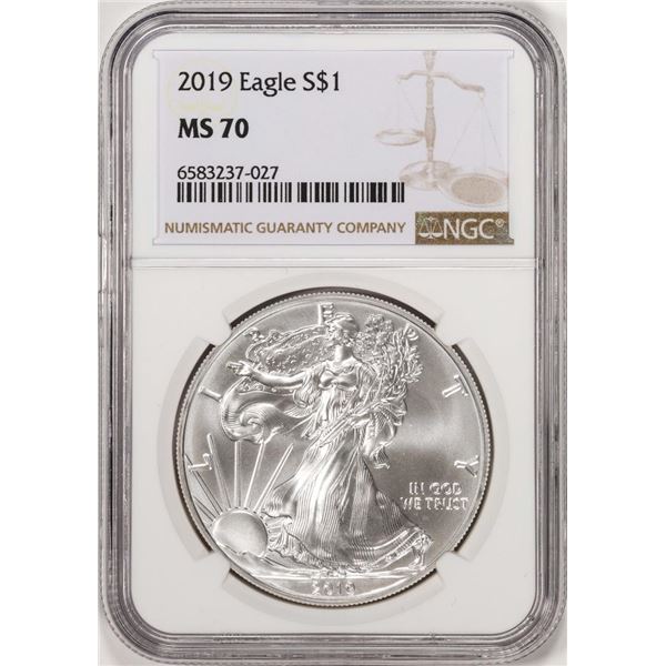 2019 $1 American Silver Eagle Coin NGC MS70