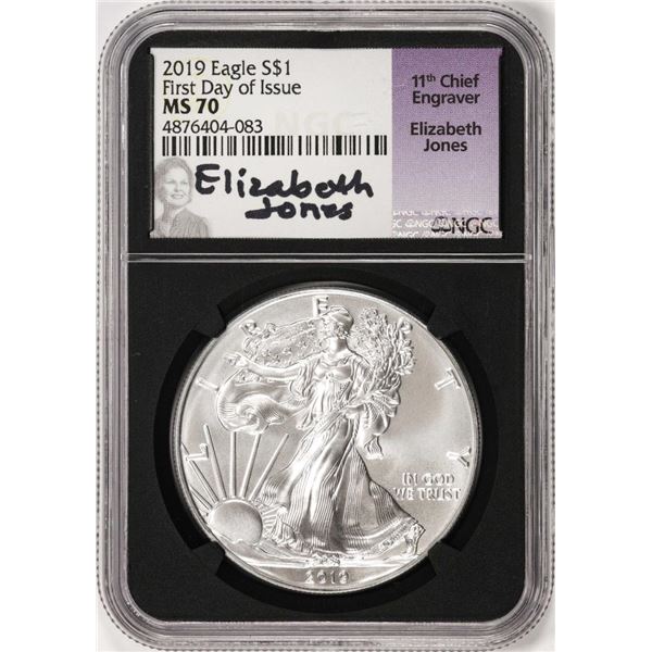 2019 $1 American Silver Eagle Coin NGC MS70 First Day of Issue Jones Signature