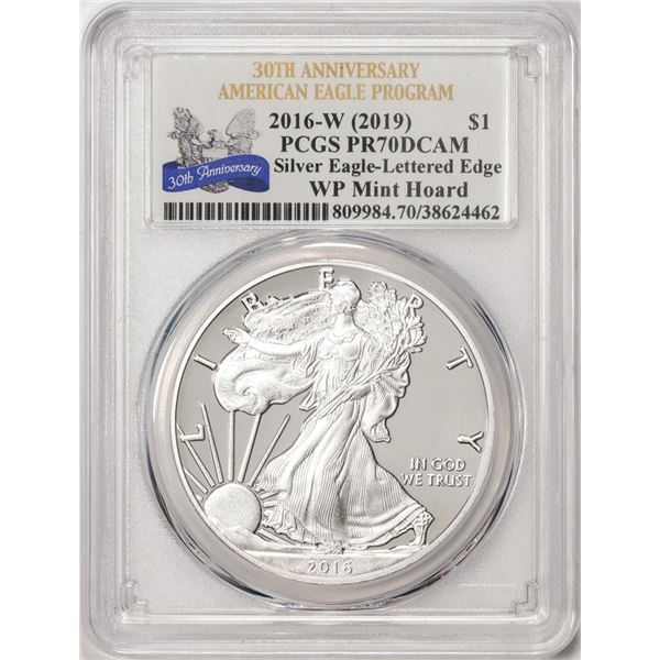 2016-W Lettered Edge $1 Proof American Silver Eagle Coin PCGS PR70DCAM WP Mint Hoard