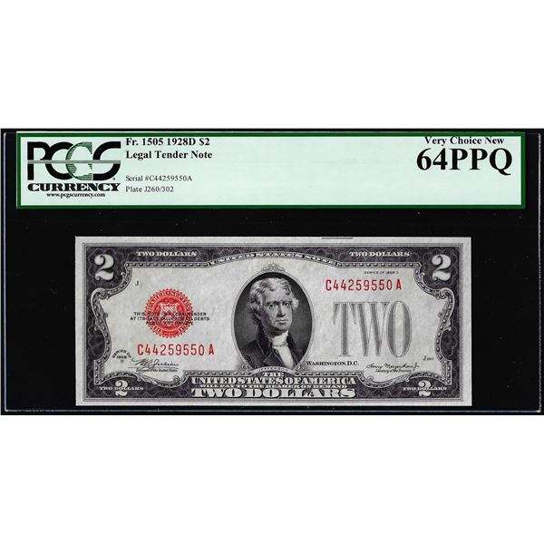 1928D $2 Legal Tender Note Fr.1505 PCGS Very Choice New 64PPQ