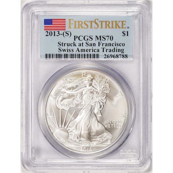 2013-(S) $1 American Silver Eagle Coin PCGS MS70 San Francisco Mint First Strike