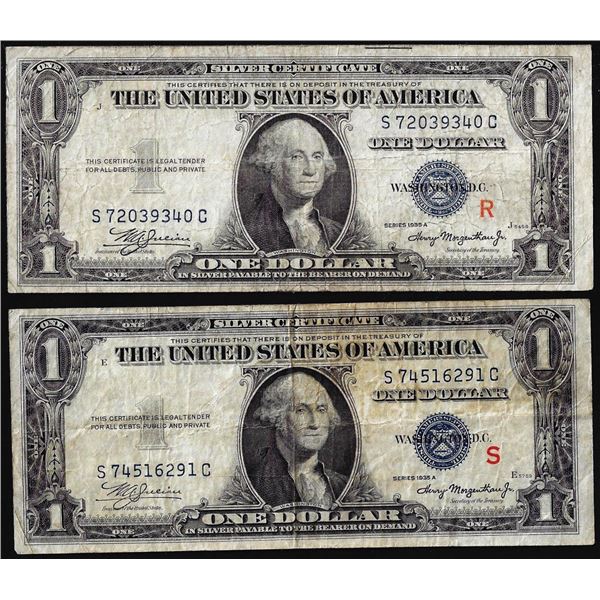 Pair of 1935A $1 Experimental "R" & "S" Silver Certificate Notes