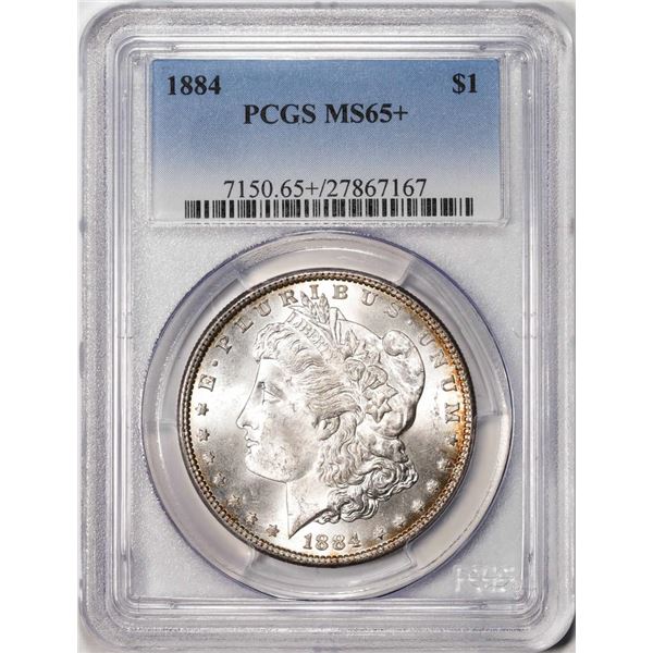 1884 $1 Morgan Silver Dollar Coin PCGS MS65+