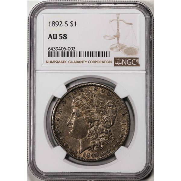 1892-S $1 Morgan Silver Dollar Coin NGC AU58