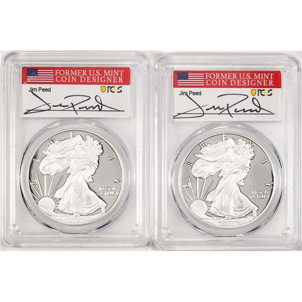 Lot of (2) 2020-W $1 Proof American Silver Eagle Coin PCGS PR70DCAM FDOI