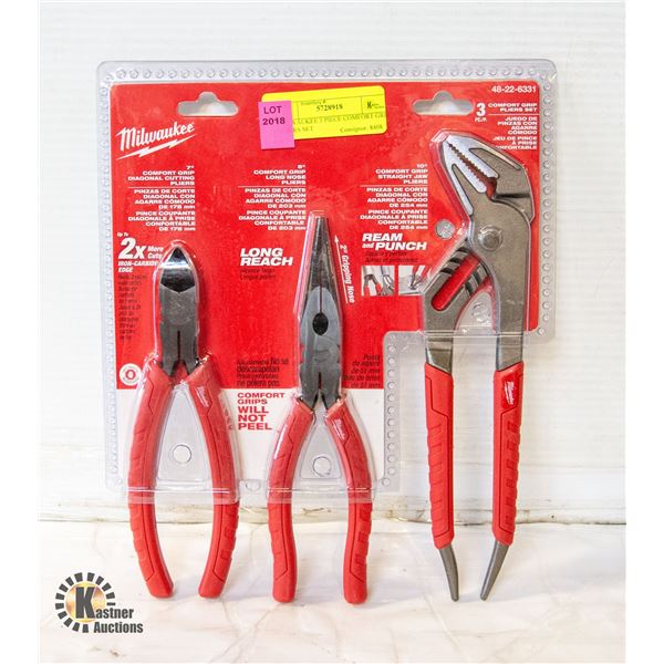 MILWAUKEE 3 PIECE COMFORT GRIP PLIERS SET