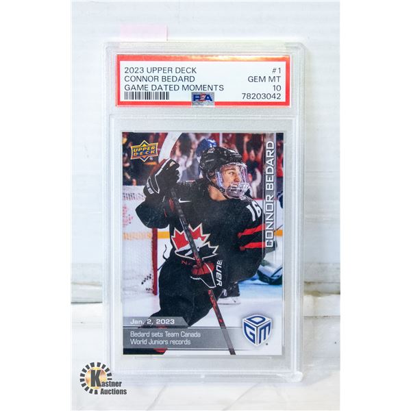 PSA 2023 CONNOR BEDARD GEM MT 10 GAME DATED