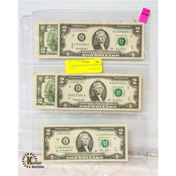 169)5 UNITED STATES TWO DOLLAR BILLS