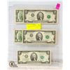 Image 1 : 169)5 UNITED STATES TWO DOLLAR BILLS