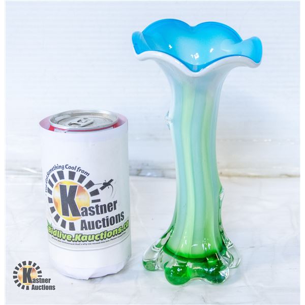 MURANO GREEN & BLUE TREE TRUNK ITALIAN VASE