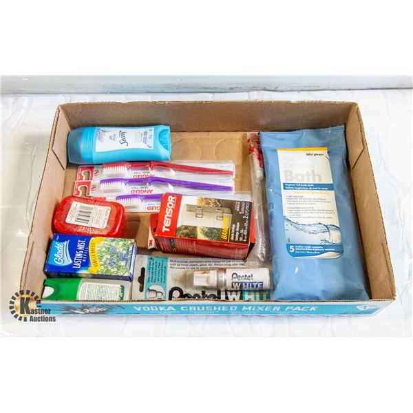 NEW TOOTHBRUSHES,DEODORANT, TENSOR, OFF! ETC