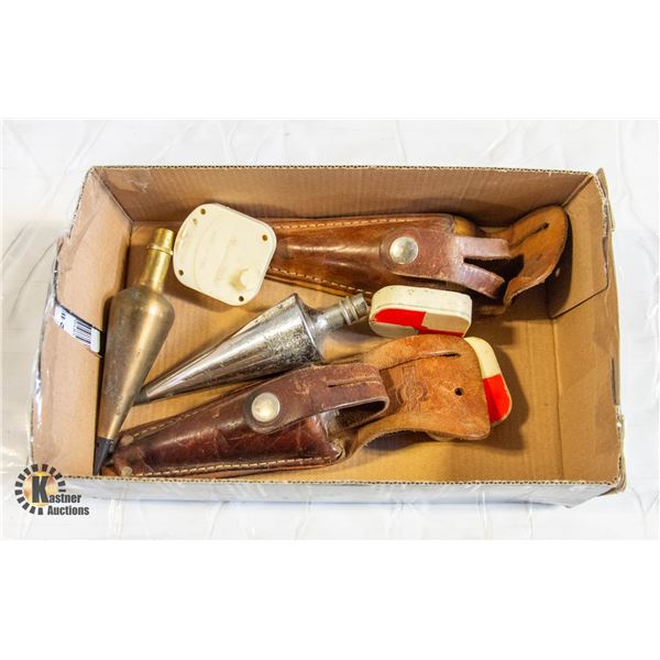 3 VINTAGE GAMMON REEL W/LEATHER CASE