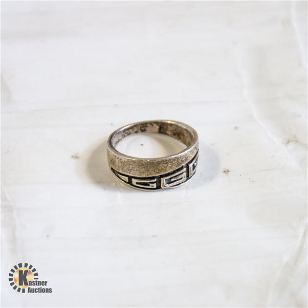 STERLING GREEK KEY RING SIZE 7