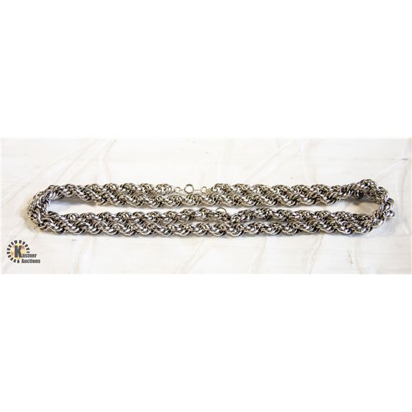 95 GRAM THICK SILVER TONE CHAIN 34 INCH LONG