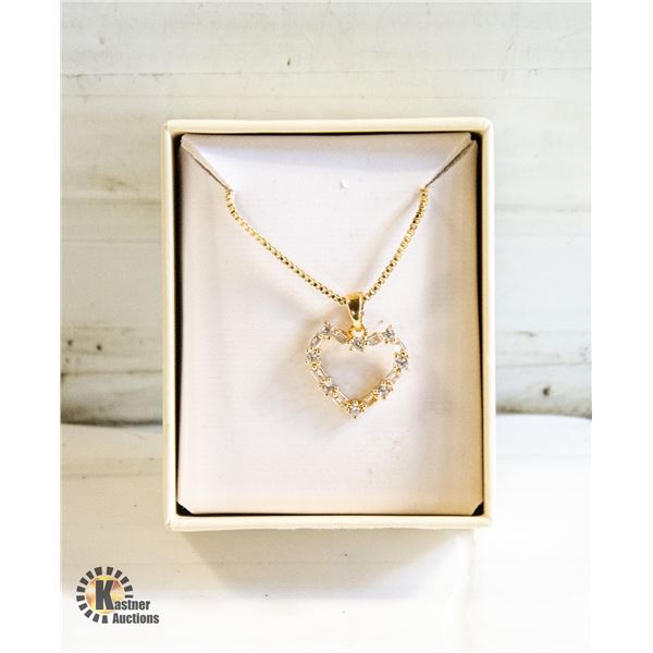 GOLD PLATED HEART PENDANT ON GOLD PLATED BOXCHAIN