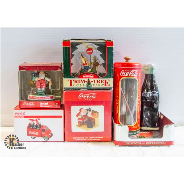 BOX OF COCA COLA CHRISTMAS COLLECTABLES