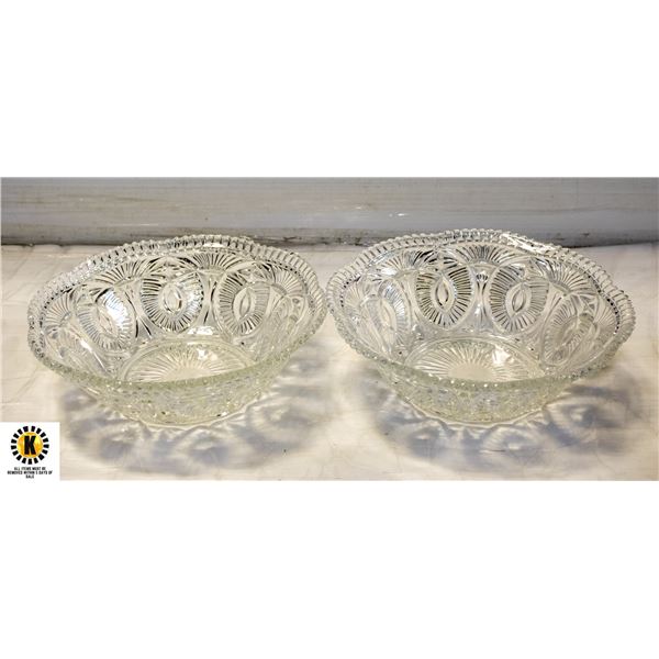 2 VTG. CRYSTAL SERVING BOWLS