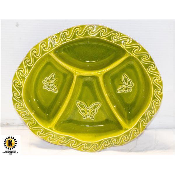 VTG. BUTTERFLY GREEN POTTERY NO CHIPS