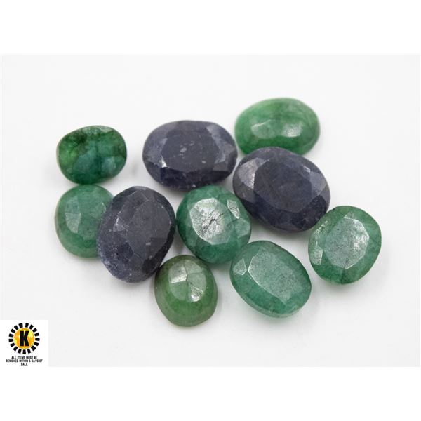 #51-GREEN EMERALD & SAPPHIRE  GEMSTONE 97.05CT