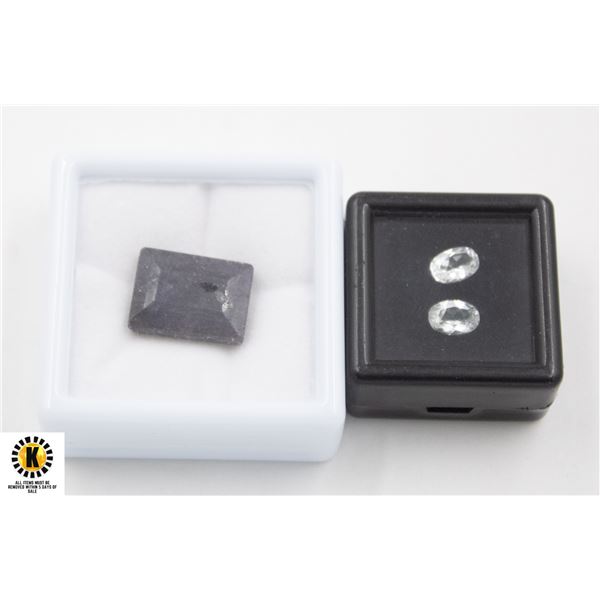 #186-UNHEATED WHITE TOPAZ 1.95CT & SAPPHIRE 19.45C