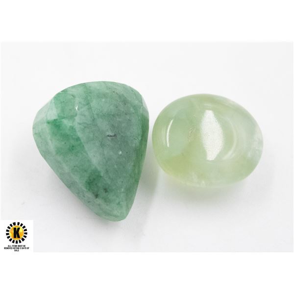 #92- UNHEATED PRENITE 27 CT & EMERALD 41.40 CT