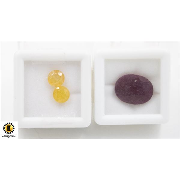 #173-HEATED YELLOW SAPPHIRE 3.40CT  & RUBY 11 CT