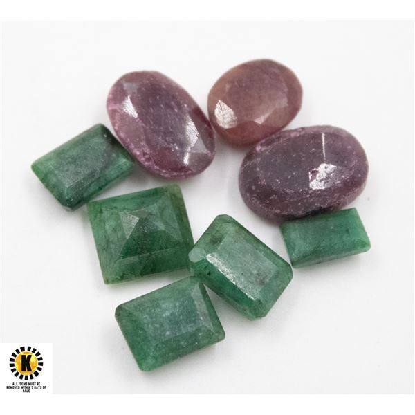 #63-GREEN EMERALD & RUBY GEMSTONE 83.35 CT