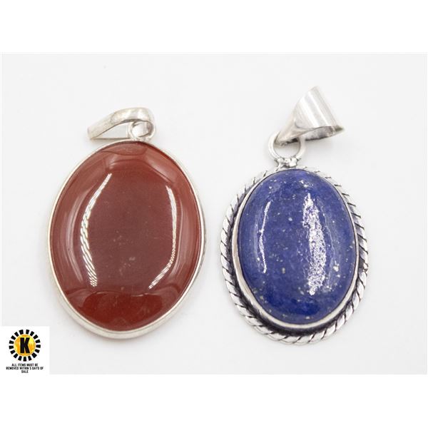 #373-NATURAL LAPIZ LAZULI  , CAMELIAN  PENDANT
