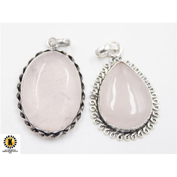 #388-NATURAL PINK ROSE QUARTZ  PENDANT