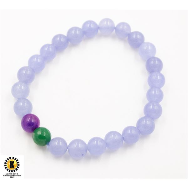 #299-EMERALD ,PURPLE JADEITE ,SUGILITE  BEAD BRACE