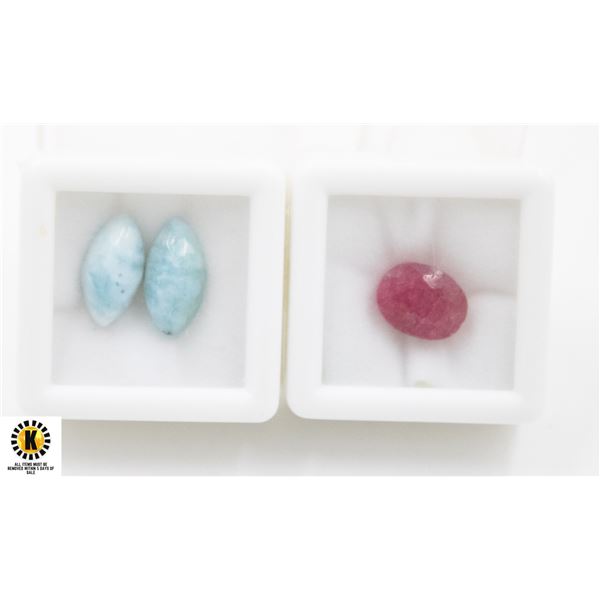 #194-UNHEATED LARIMAR 7.05 CT & RED BERYLE 4.45 CT