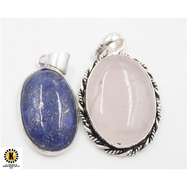 #381-NATURAL LAPIZ LAZULI, ROSE QUARTZ  PENDANT