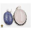 Image 1 : #381-NATURAL LAPIZ LAZULI, ROSE QUARTZ  PENDANT