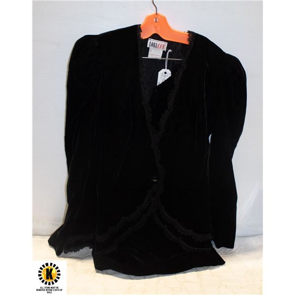 VTG. SIZE 11/12 36 BUST LORI ANN BLACK VELVET