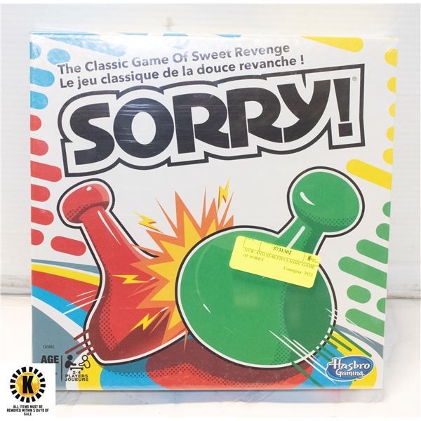 NEW AND SEALED CLASSIC GAME OF SORRY