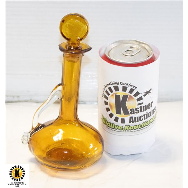 AMBER BLOWN GLASS CRUET DECANTER