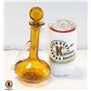 Image 1 : AMBER BLOWN GLASS CRUET DECANTER