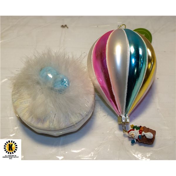 KITTY IN FURRY BED TRINKET BOX & GLASS