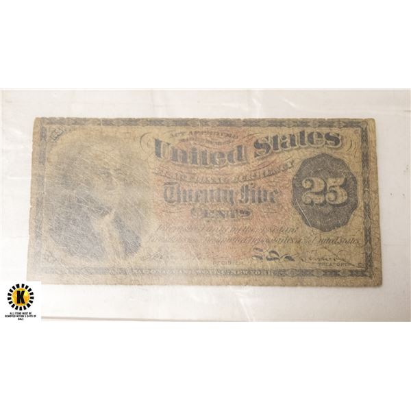 144)1863 US 25 CENTS FRACTIONAL CURRENCY