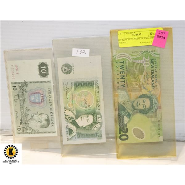 162)NEW ZEALAND $20, ENGLISH 1 POUND