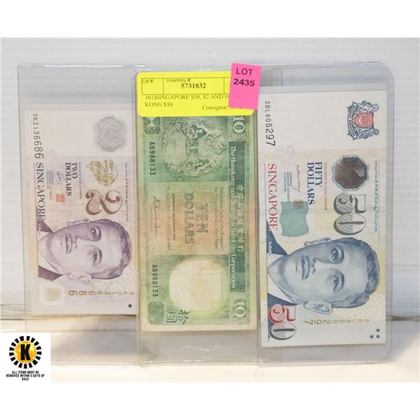161)SINGAPORE $50, $2 AND HONG KONG $10