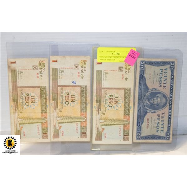 152)1963 AND 2007 CUBAN BANK NOTES 20 PESOS