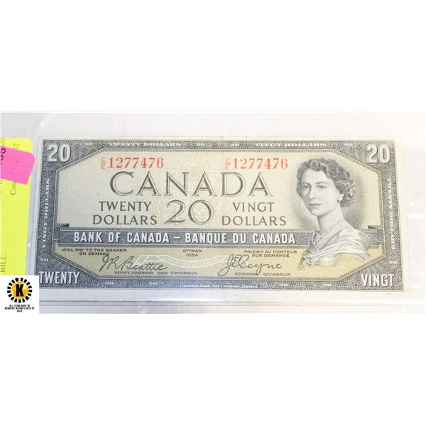 136) 1954 CANADA DEVILS FACE $20 BILL