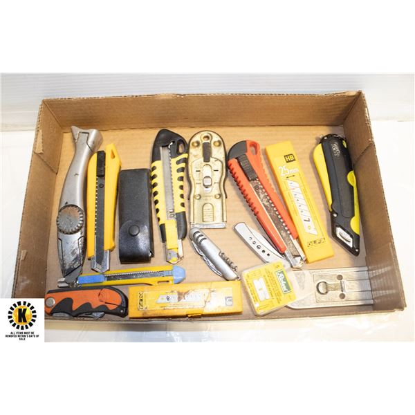 FLAT OF VARIOUS EXACTO KNIVES PLUS BLADES